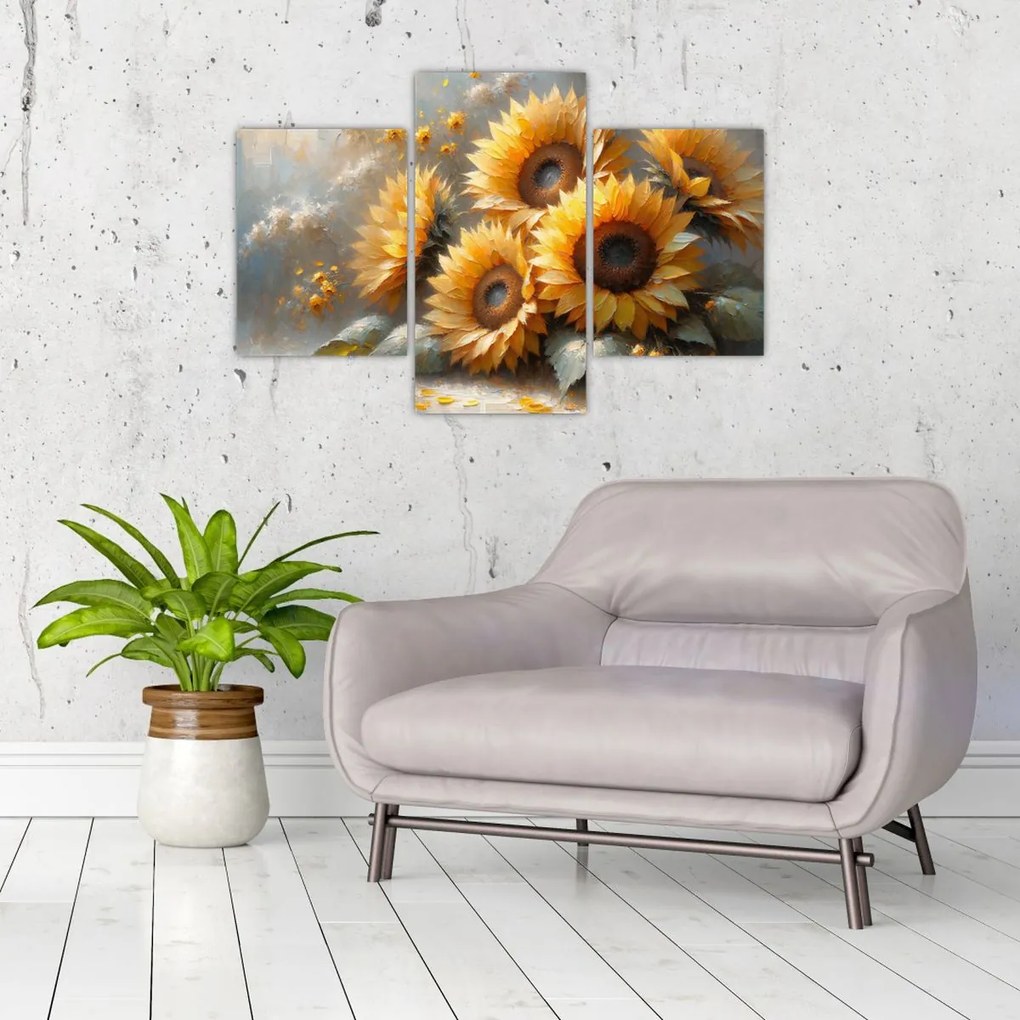 Tablou - Pictură cu floarea-soarelui (90x60 cm)