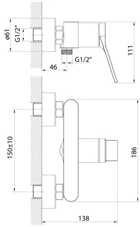 Baterie de duș Aqualine BOLERO crom lucios