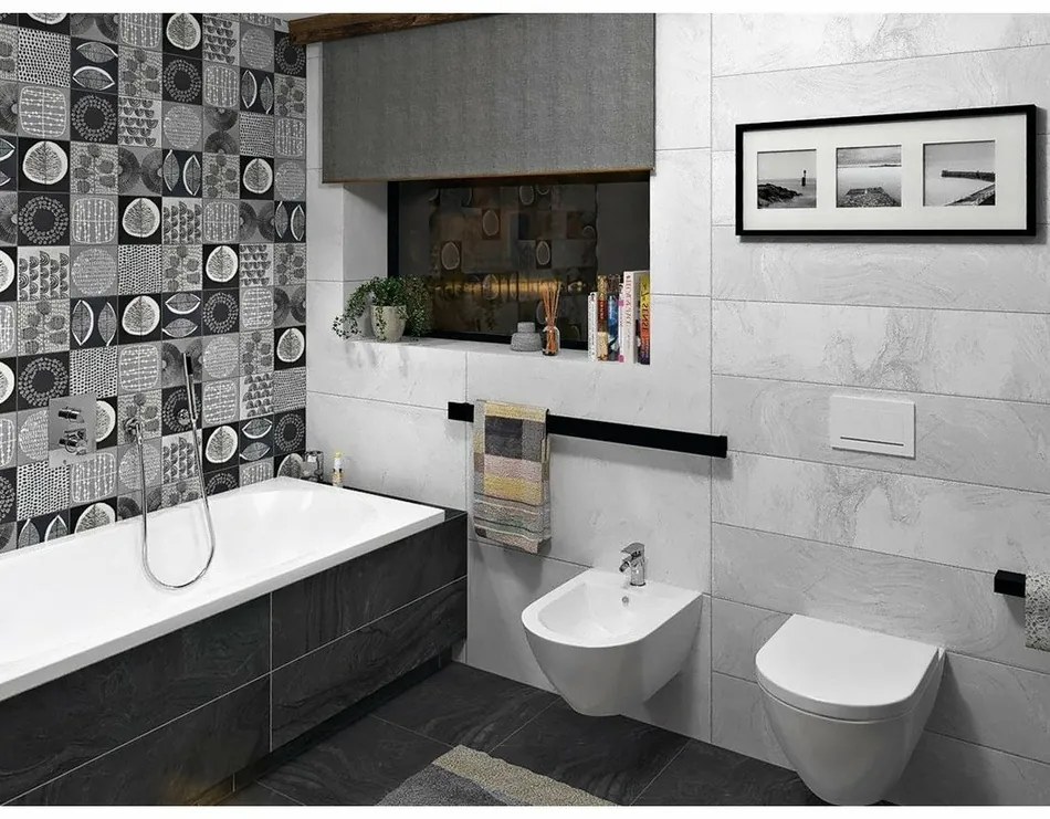 SAPHO PX088 Suport pentru prosoape, 100 x 6 cm,negru mat