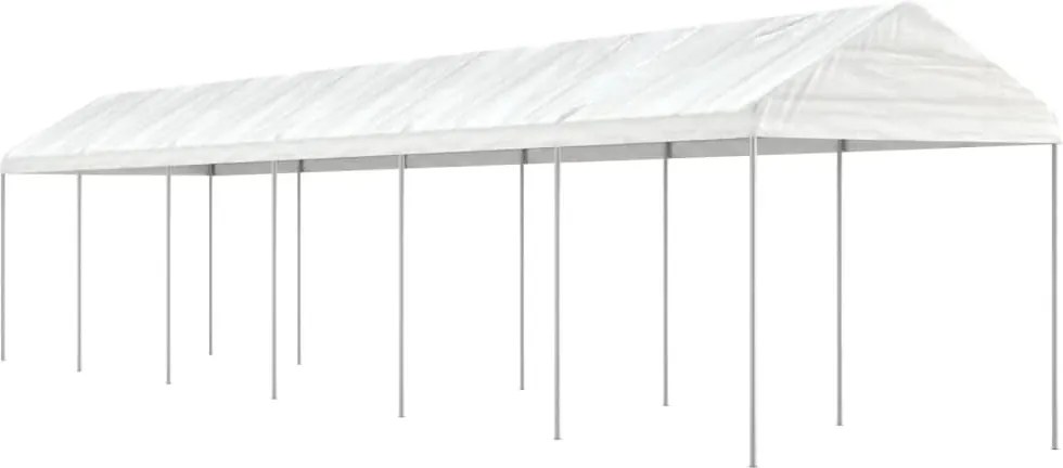 vidaXL Foișor cu acoperiș, alb, 13,38x2,28x2,69 m, polietilenă