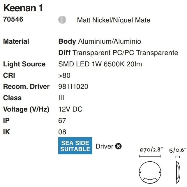 Corp aparent exterior IP67 LED Keenan 70546