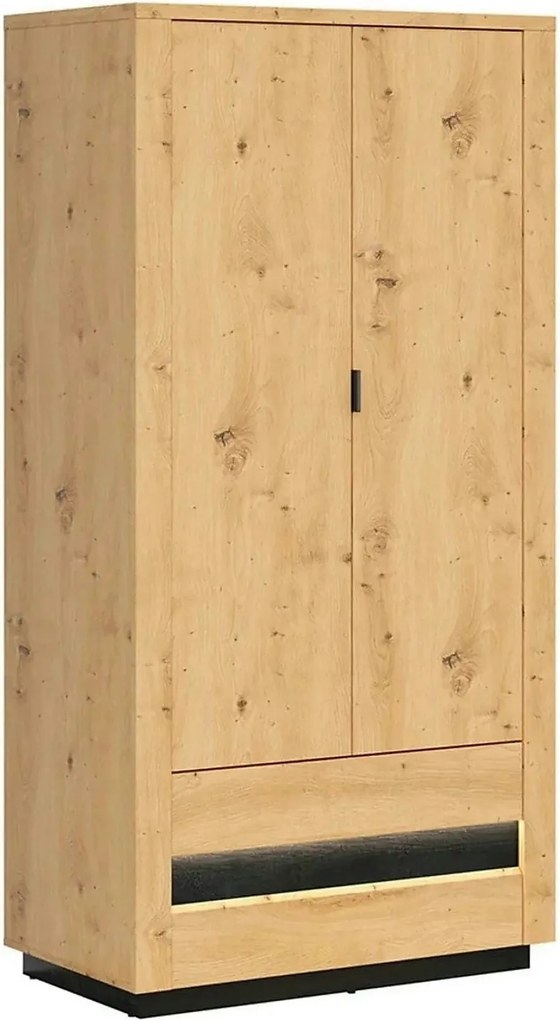 Dulap OSTIA, stejar artizan/negru, PAL, cu 2 usi si 2 sertare, 101x56x