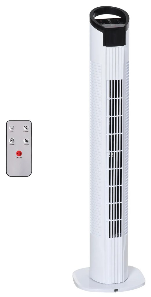 HOMCOM Ventilator tip Coloana Turn cu Telecomanda si Oscilatie, 3 Functii 3 Viteze, Timer 7.5 Ore, Ф20x78.5cm | Aosom Romania