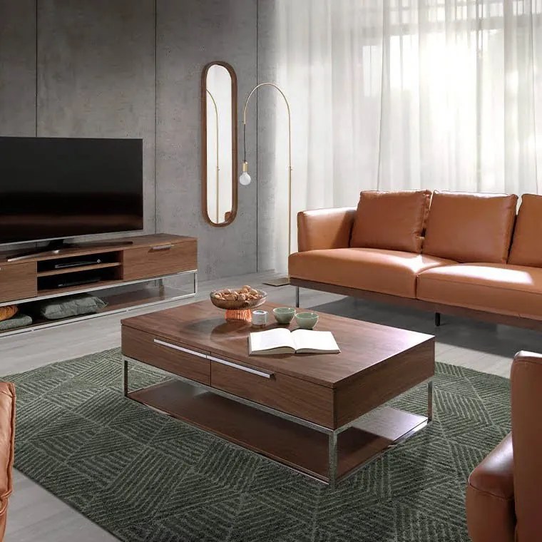 Masuta de cafea moderna design LUX Walnut and Chrome