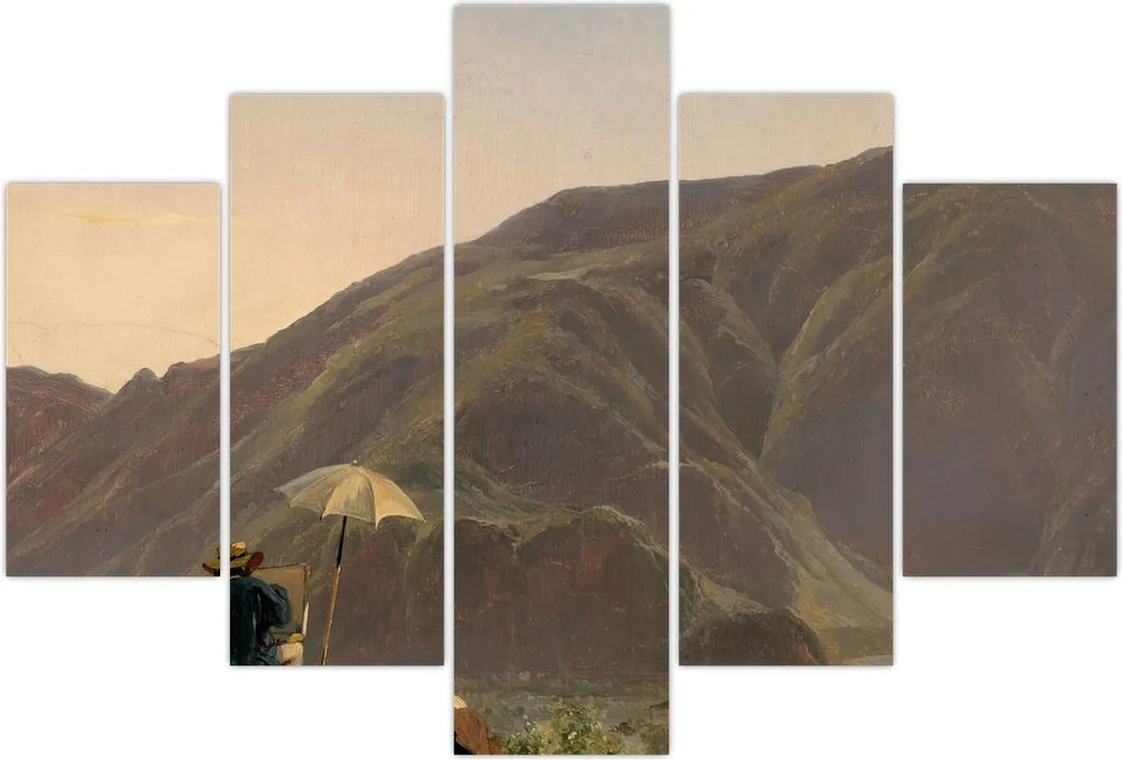 Tablou - Jules Coignet, View of Bozen with a Painter, reproducere (150x105 cm)