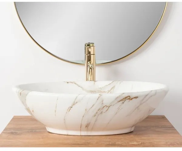 REA-U9685 - Lavoar pentru blat PAMELA 33x53 cm ceramică/finisaj marmură