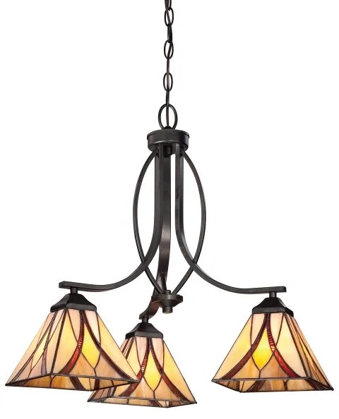 Elstead QZ-ASHEVILLE3 - Candelabru Tiffany ASHEVILLE pe lanț, 3xE27/60W/230V