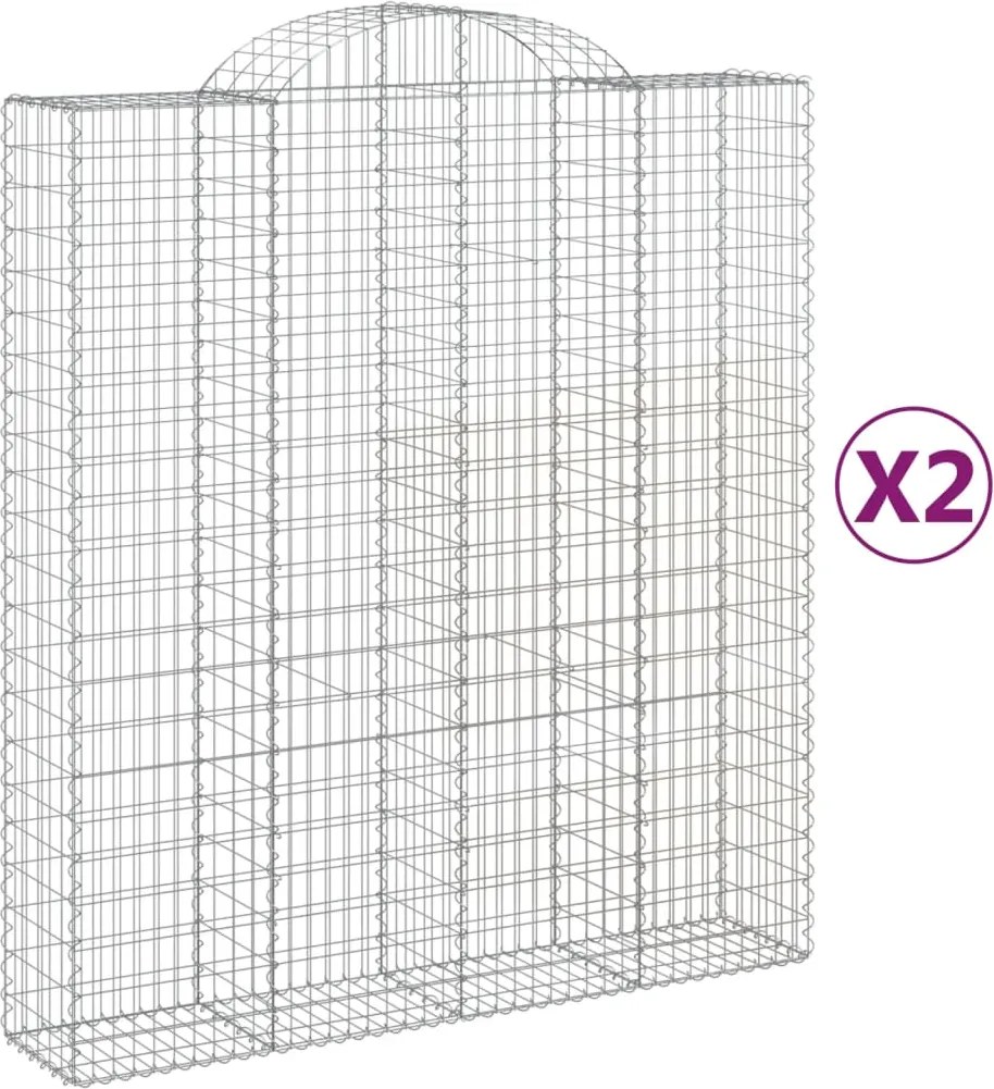 vidaXL Coșuri gabion arcuite, 2 buc, 200x50x220/240cm, fier galvanizat