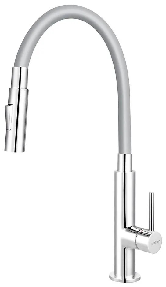 Baterie de chiuvetă cu pipă flexibilă FERRO crom lucios/gri