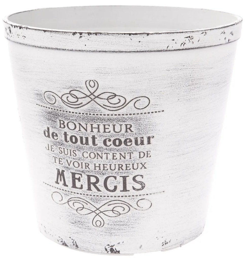 Recipient plastic de ghiveci Mercis, alb, 17x 15,5 cm