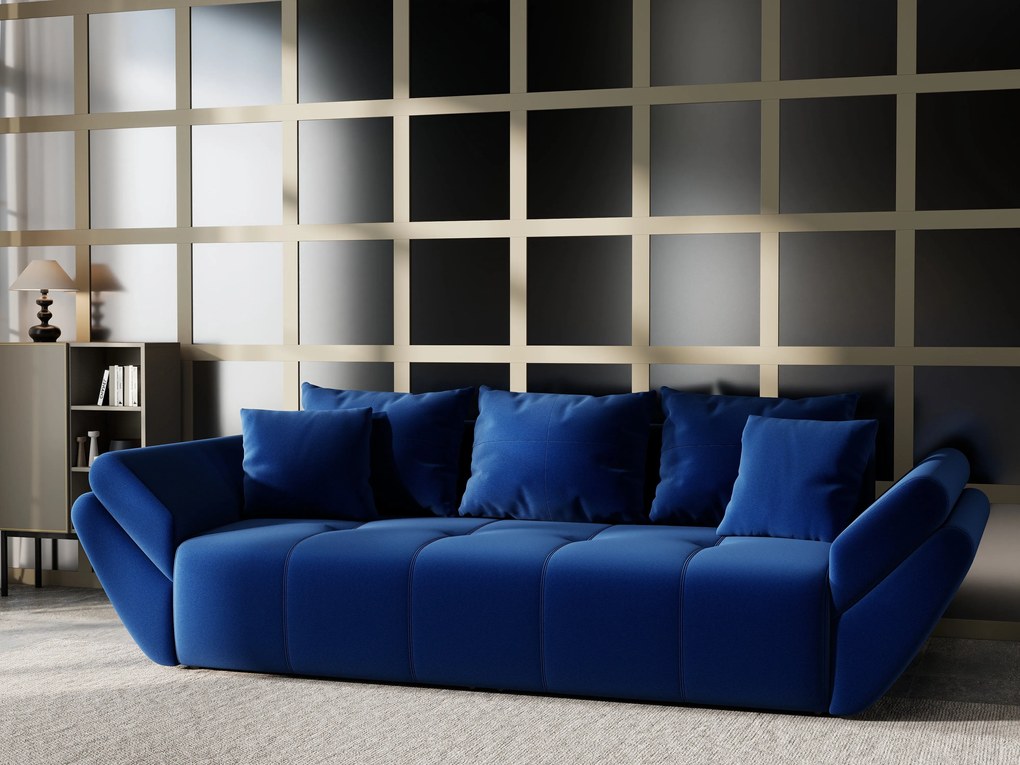 Canapea extensibilă dumonde cu ladă de depozitare si sezut confortabil din spuma high-density, Berlin Royal Blue 250x100 cm