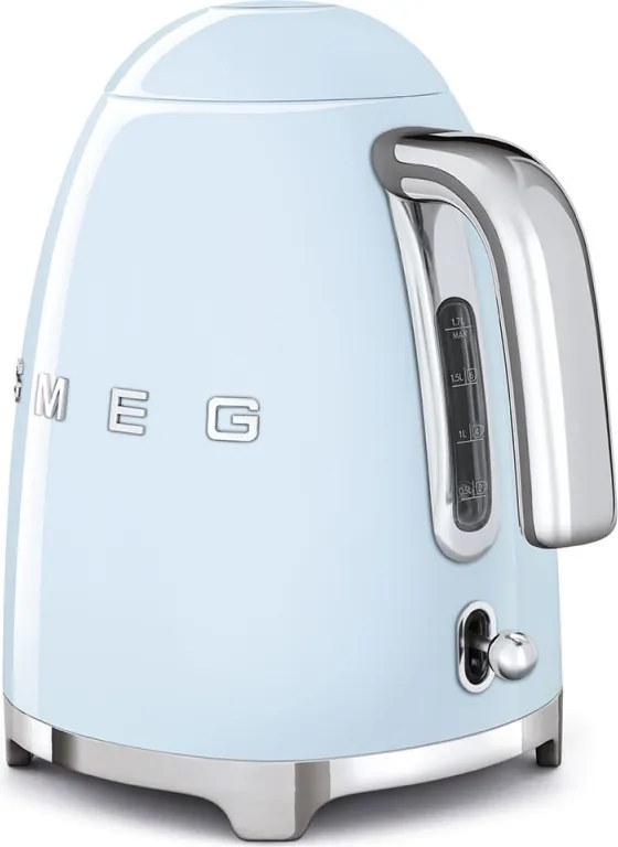 Cana electrica SMEG KLF03PBEU, 2400 W, 1,7 l, Bază rotativa la 360°, Finisaj lucios, Albastru pastel