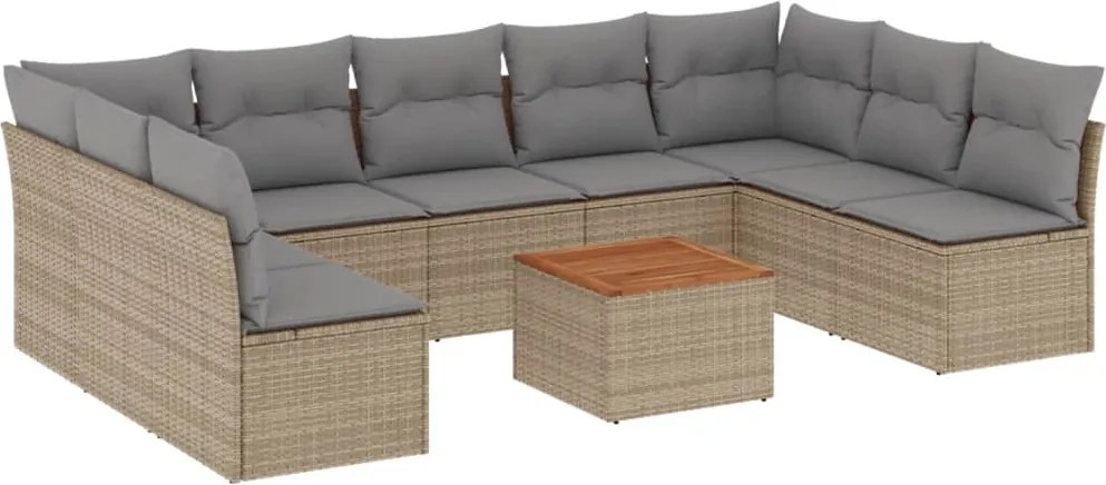 vidaXL Set canapele de grădină cu perne, 10 piese, bej, poliratan