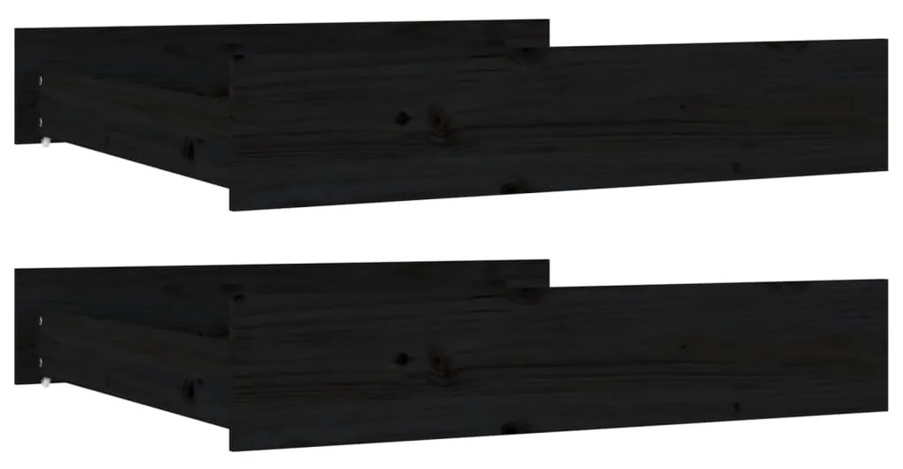 814988 vidaXL Sertare pentru pat, 2 buc., negru, lemn masiv de pin