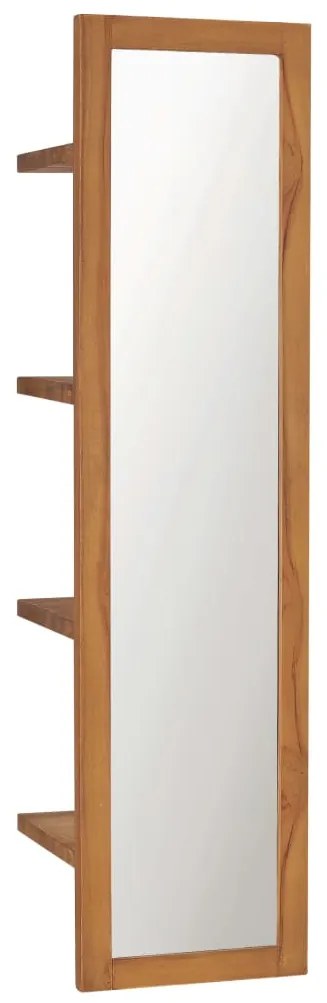 vidaXL Oglindă de perete cu rafturi, 30x30x120 cm, lemn masiv de tec