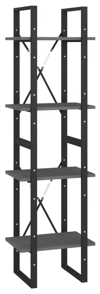806424 vidaXL Bibliotecă cu 4 rafturi, gri, 40x30x140 cm, lemn masiv de pin