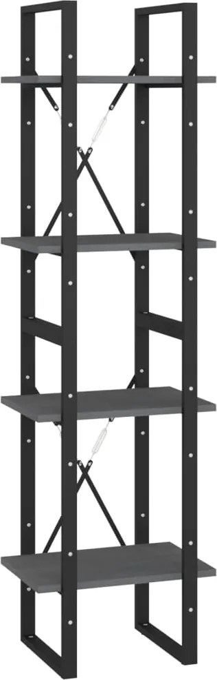 vidaXL Bibliotecă cu 4 rafturi, gri, 40x30x140 cm, lemn masiv de pin