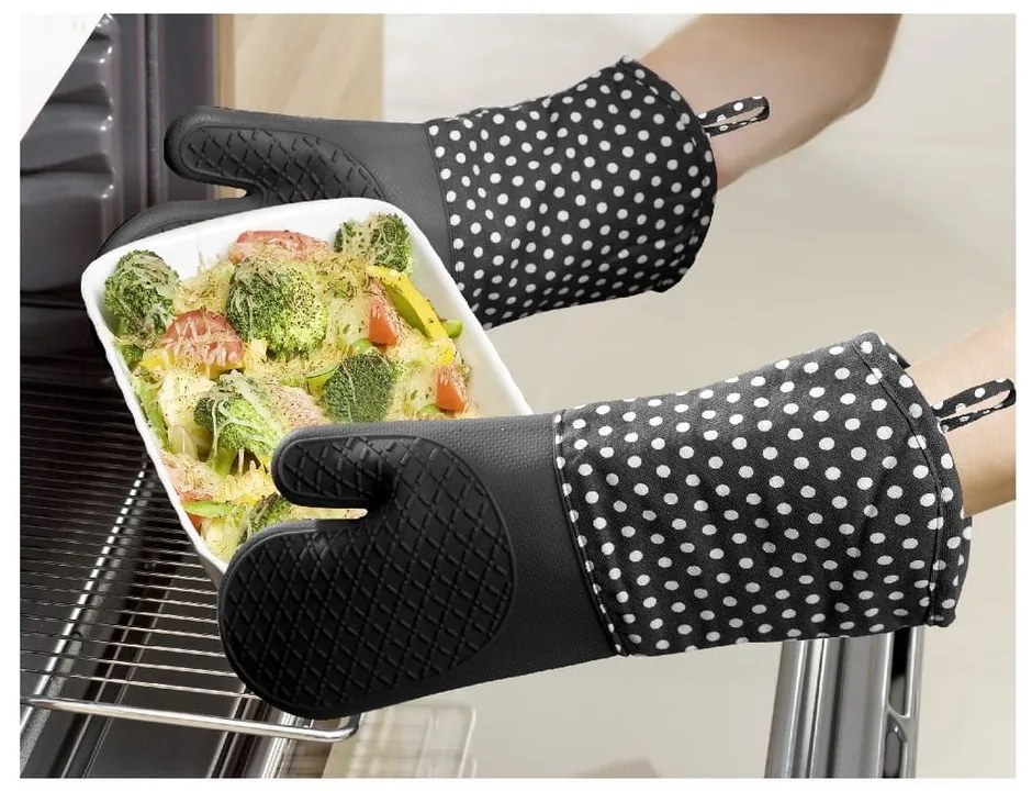 Set 2 mănuși din silicon Wenko Oven Black, negru