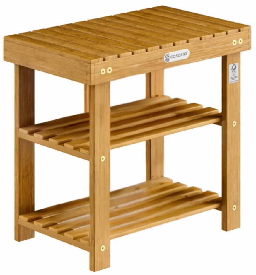 Bancă pentru hol cu spațiu pentru pantofi NINA, 50x33x46cm, maro natural Casaria