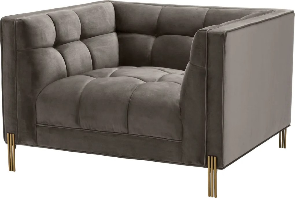 Fotoliu elegant design LUX Sienna, catifea gri 113196 HZ