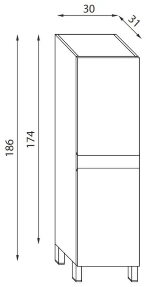 Corp de baie KENWOOD 186 cm, negru