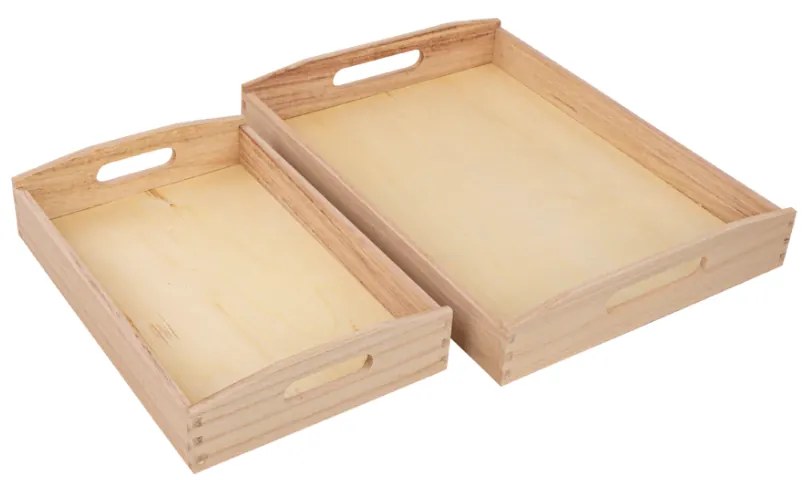 Set de 2 tavi din lemn TIMBER TRAYS