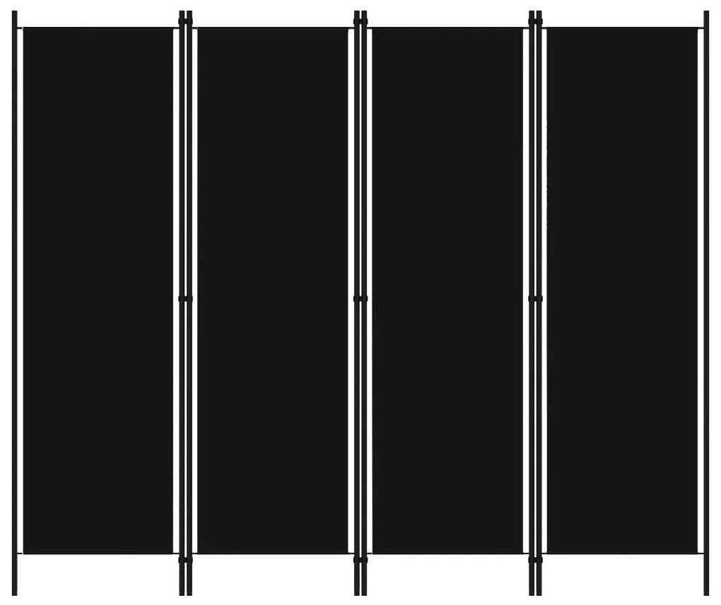 320722 vidaXL Paravan de cameră cu 4 panouri, negru, 200 x 180 cm