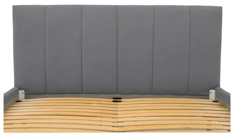 Pat matrimonial gri tapițat cu somieră 160x200 cm Zee – Scandic