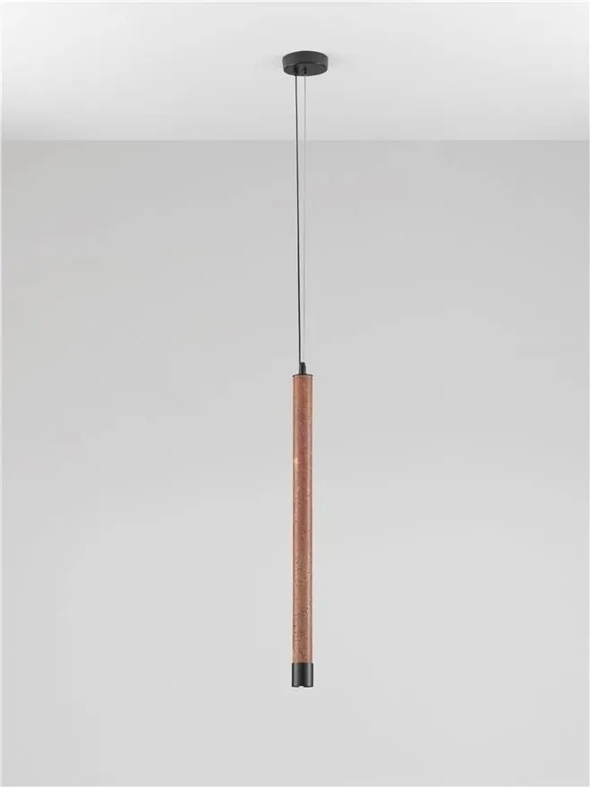 Lustra, Pendul tubular din travertin Muse metal negru