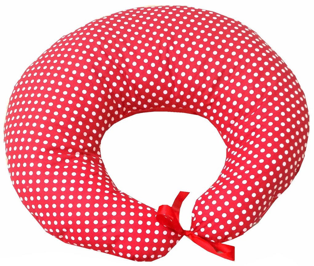 Perna - colac 3 in 1 pentru alaptat si joaca Confort - Rosu cu buline albe