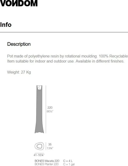 Ghiveci de flori / Vaza design decorativ modern pentru amenajari interioare si exterioare, BONES PLANTER 57001F Vondom