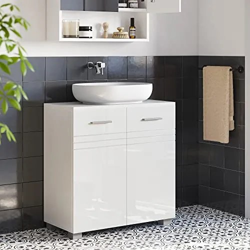 Dulap de depozitare pentru lavoar, Vasagle, Alb, 60x63x30 cm
