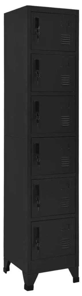 Fiset, negru, 38x40x180 cm, otel Negru, cu 6 dulapuri, 1