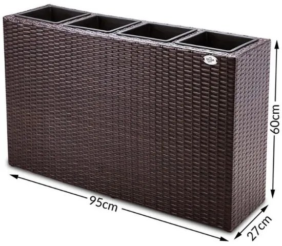 Deuba Ghiveci cu flori - 95 x 27 x 60 cm - maro