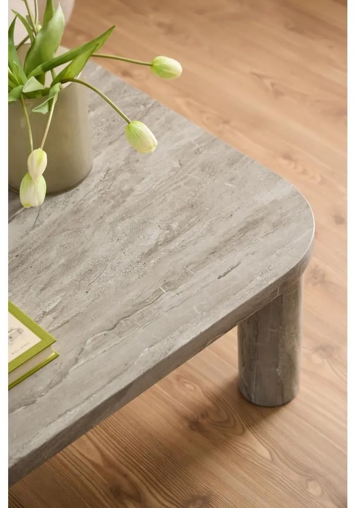 Măsuță de cafea gri deschis cu aspect de marmură 75x100 cm Solano – Actona