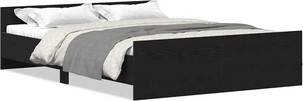 vidaXL Cadru pat fără saltea, stejar negru, 135x190 cm, lemn prelucrat