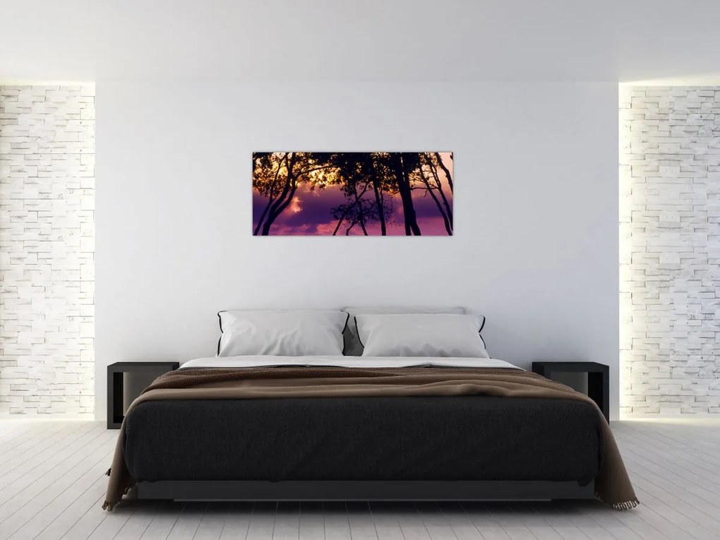 Tablou - Copaci la apus de soare (120x50 cm)