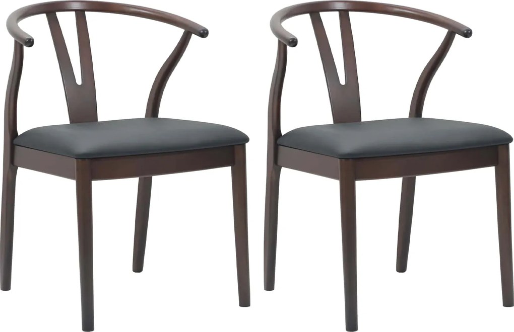 vidaXL Scaun de sufragerie 2 pcs Maro deschis și negru