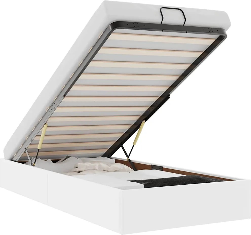 vidaXL Cadru de pat otoman fără saltea Alb 80x200 cm piele artificială