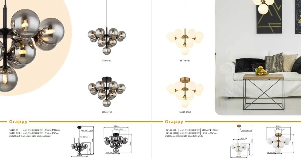 Lustra aplicata design modern GRAPPY 13L