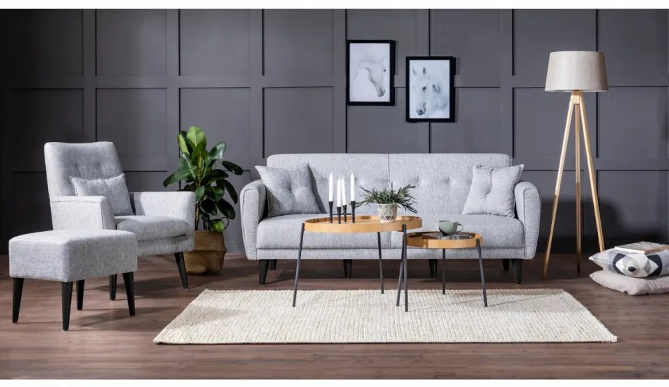 Set Canapea Extensibilă si Fotoliu Aria - S, Gri