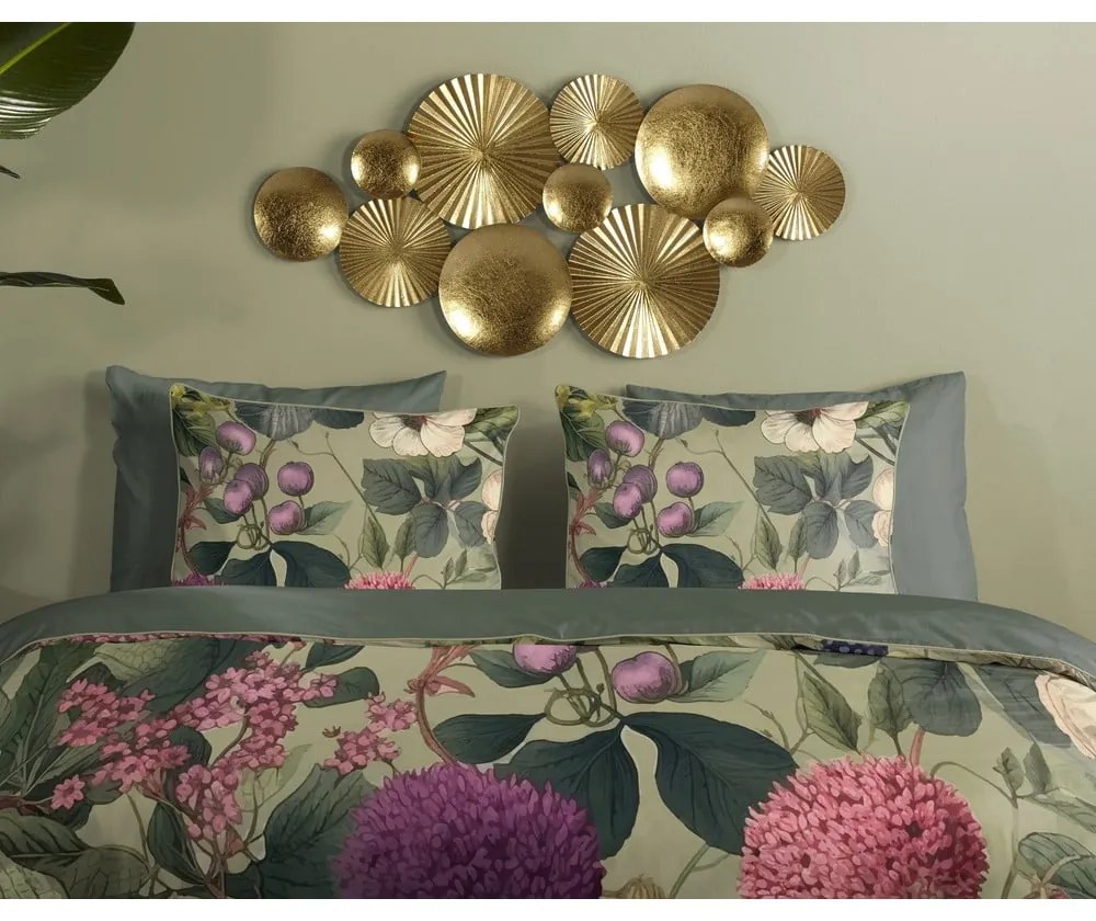 Lenjerie de pat kaki din bumbac satinat pentru pat de o persoană, extinsă 140x220 cm Onaz – Descanso