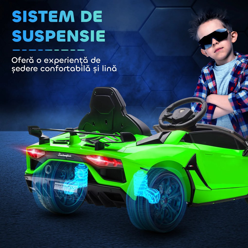 HOMCOM Mașinuță Electrică pentru Copii de 3-5 Ani cu Uși Fluture și Telecomandă, 107,5x63x42 cm, Verde | Aosom Romania