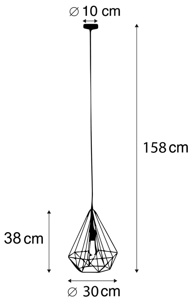 Lampa suspendată inteligentă industrială aurie, incl. WiFi ST64 - Carcass