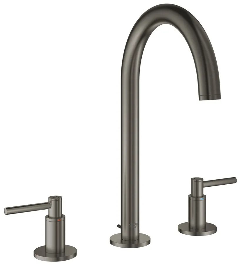 Baterie lavoar Grohe Atrio M 3 elemente dubla comanda antracit periat Hard Graphite