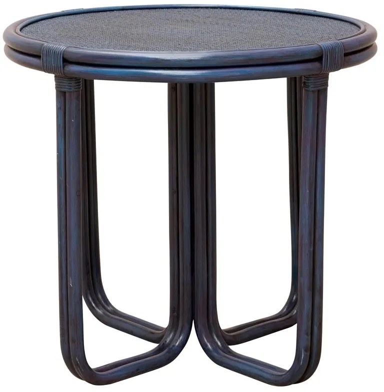Masa rotunda de dining din rattan, albastru, "Pigmento"