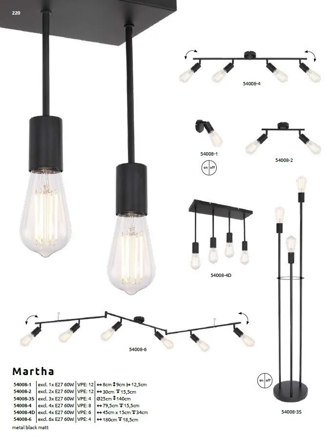 Lampadar, lampa de podea design modern MARTHA negru