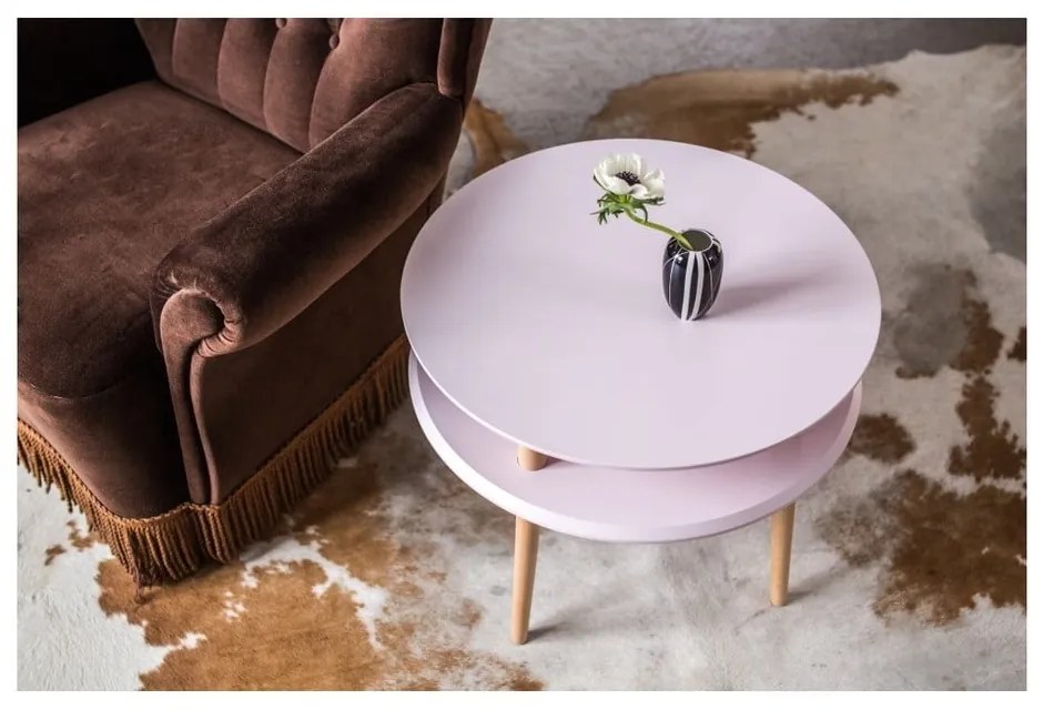 Masă de cafea cu picioare din lemn Ragaba UFO, Ø 70 cm, gri închis