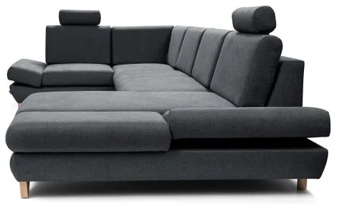 Colțar extensibil tapitat AVESTA în U, cu spațiu de depozitare, gri antracit