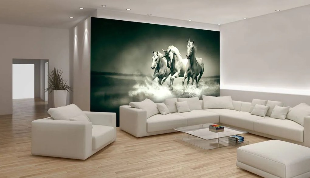 Fototapet - Unicorni galopînd pe apă (152,5x104 cm)
